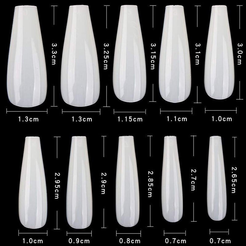 AM RONG MAGIC 600pcs Long Coffin Fake Nails - Full Cover Natural Ballerina False Nail Acrylic Nail Tips with Case, Artificial Nails10 Sizes for Nail Salons and DIY Manicure - Image 4